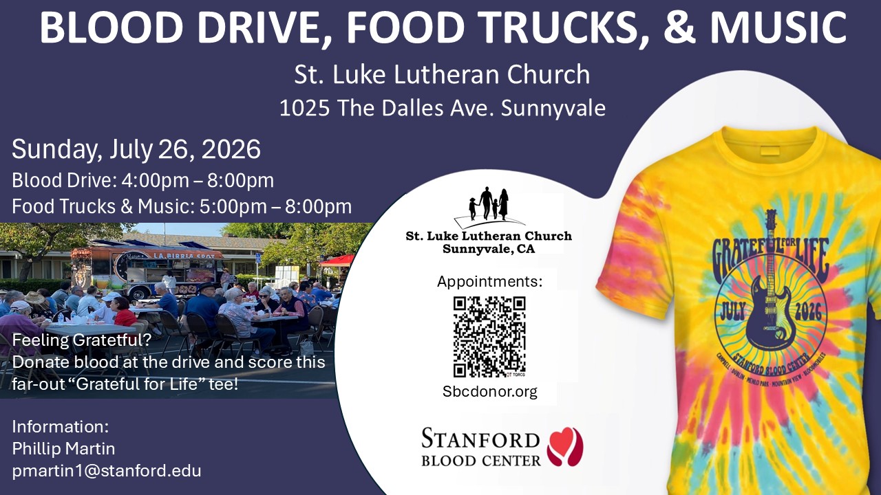 Blood Drive & Food Trucks in the parking lot